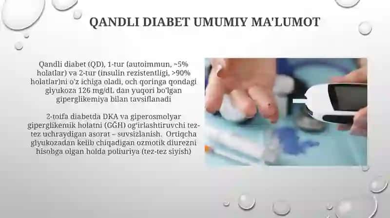 Qandli diabet va ochlikda ketonuriya ketonemiya 3