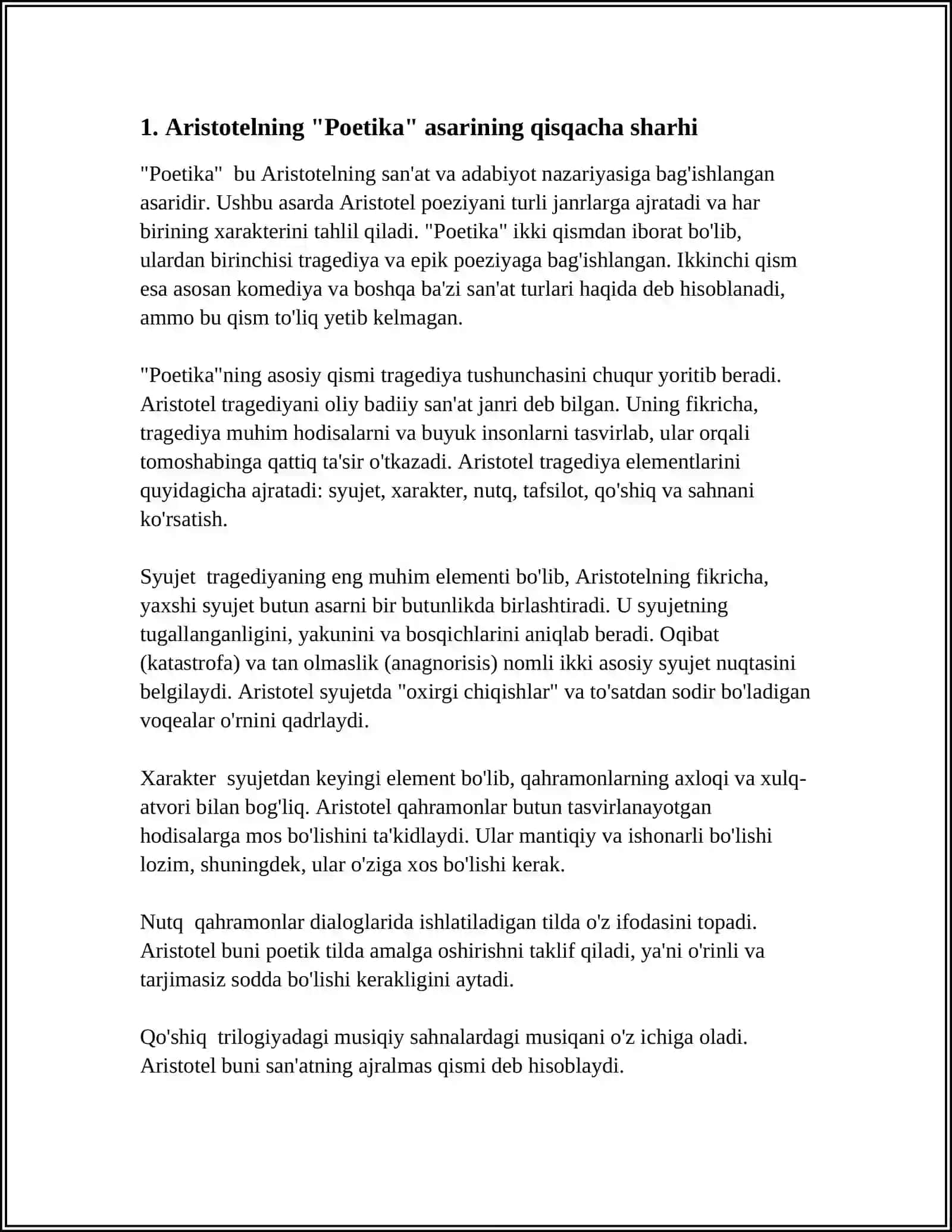 ARISTOTELNING "POETIKA" ASARI HAQIDA 3