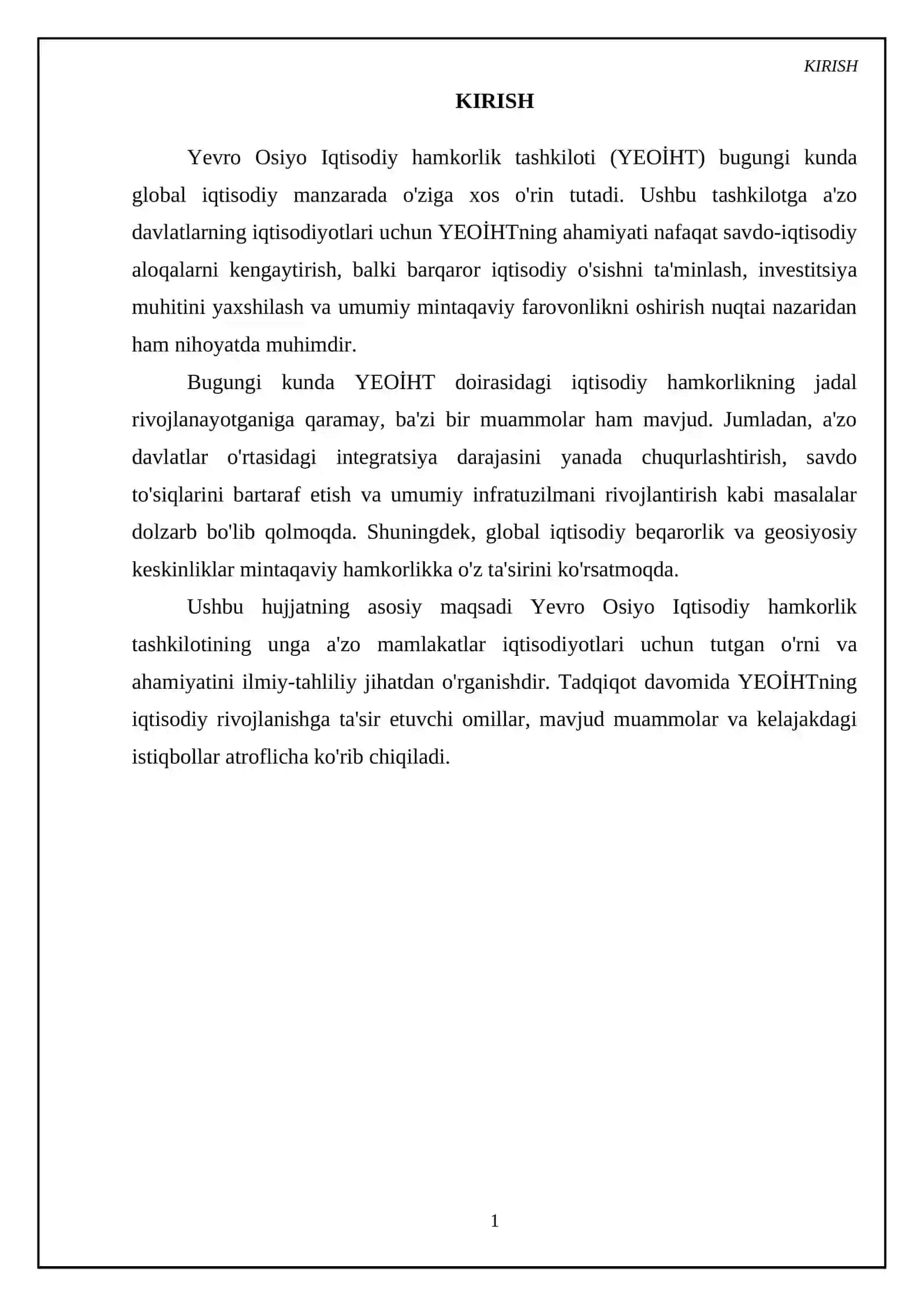 Yevro Osiyo Iqtisodiy hamkorlik tashkilotining unga a'zo mamlakatlar iqtisodiyot lar ahamaiyati 3