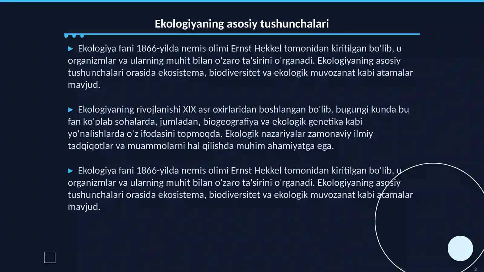 Ekologiya fani va uning boʻlimlari maqsad va vazifalari 3
