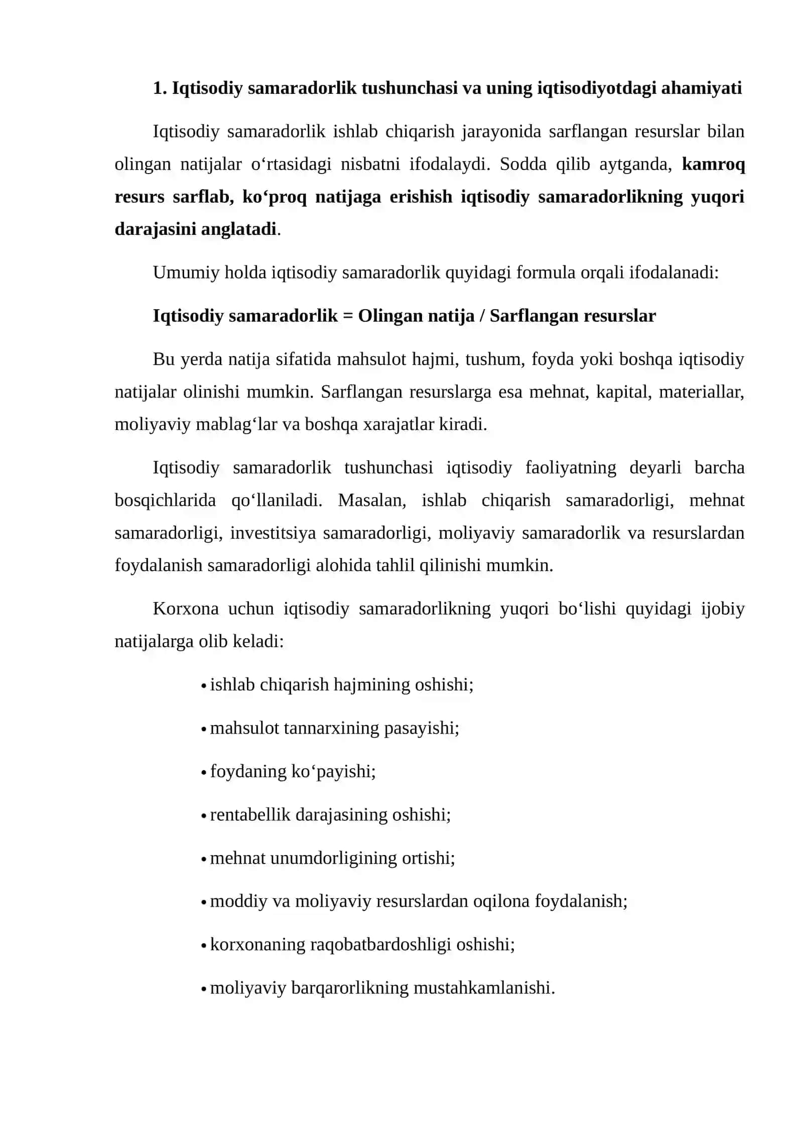 IQTISODIY SAMARADORLIKNI TAHLIL QILISH MEZONLARI VA KO‘RSATKICHLARI 3