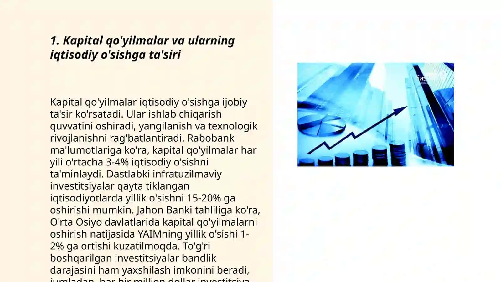 Kapital qo'yilmalar va ularning iqtisodiy o'sishga ta'siri 3