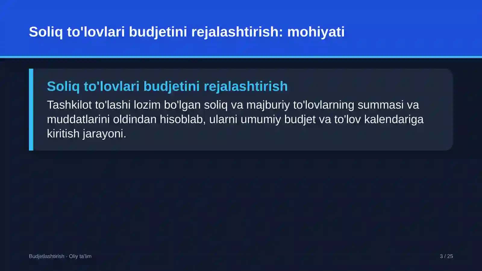Kuryerlik xizmatida soliq to'lovlari budjetini rejalashtirish 3