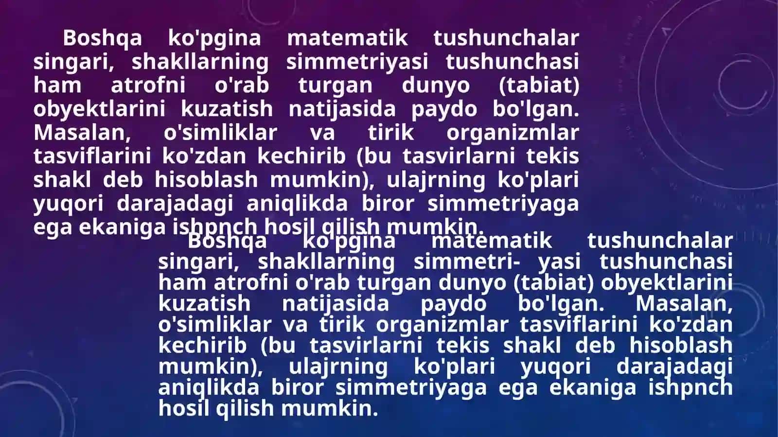 Simmetrik shaklar va ularning simmetriya o'qlarini topish 3