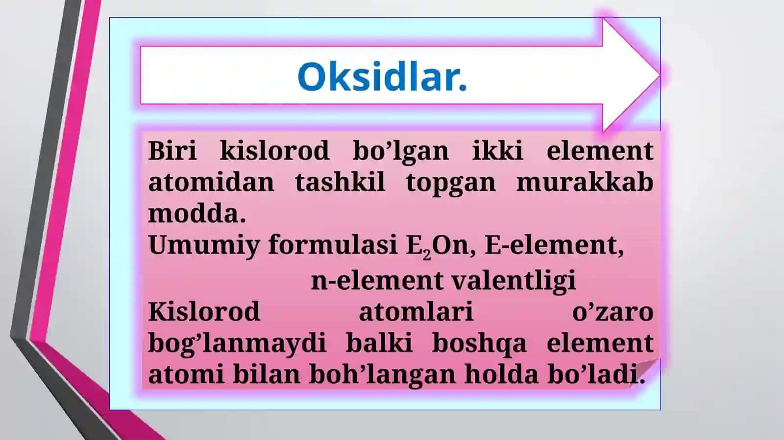 Oksidlarning olinishi va xossalari 3