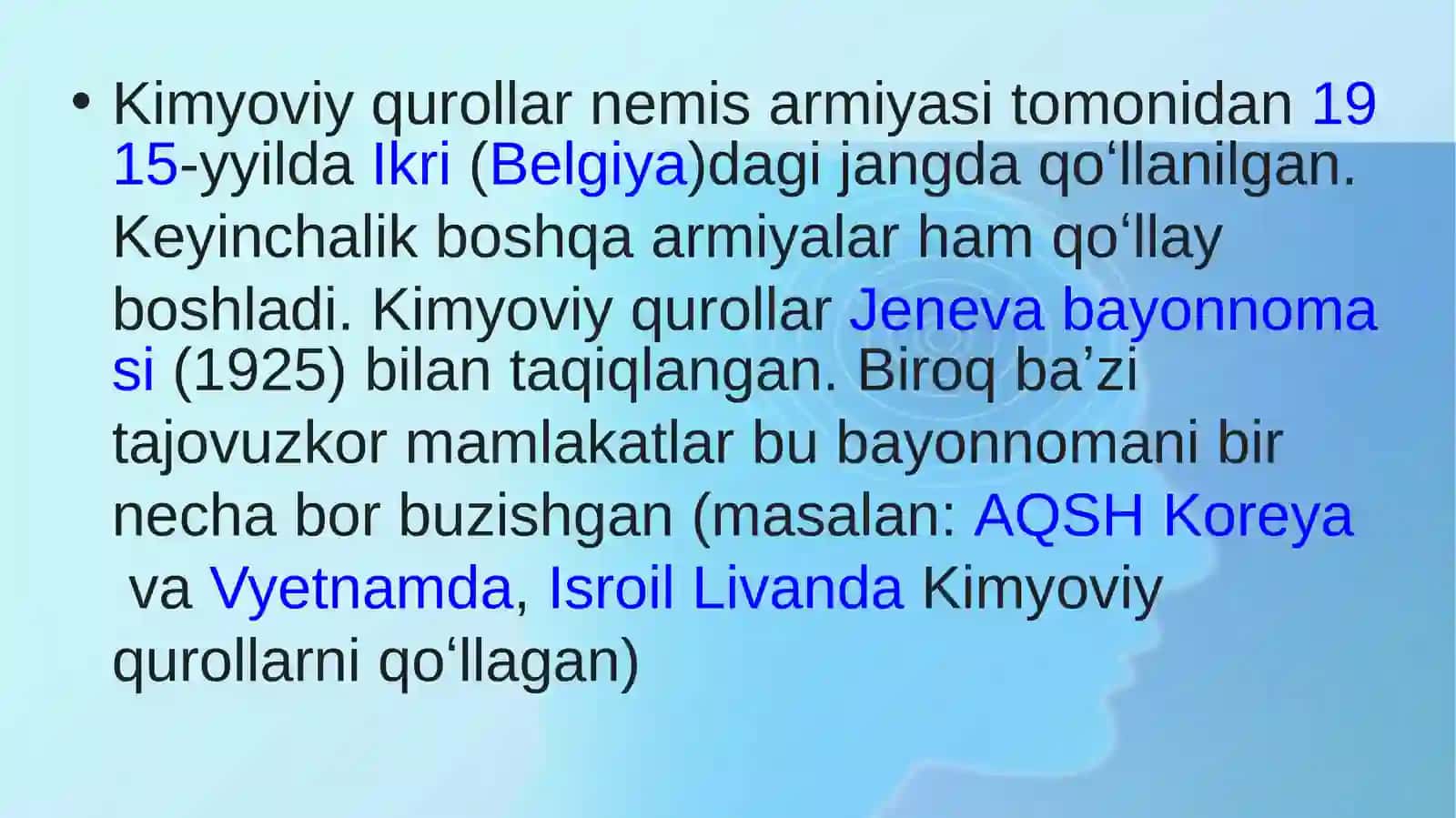 Kimyoviy qurol.Zaharli moddalar tasnifi.Kimyoviy vaziyatni baholash 3
