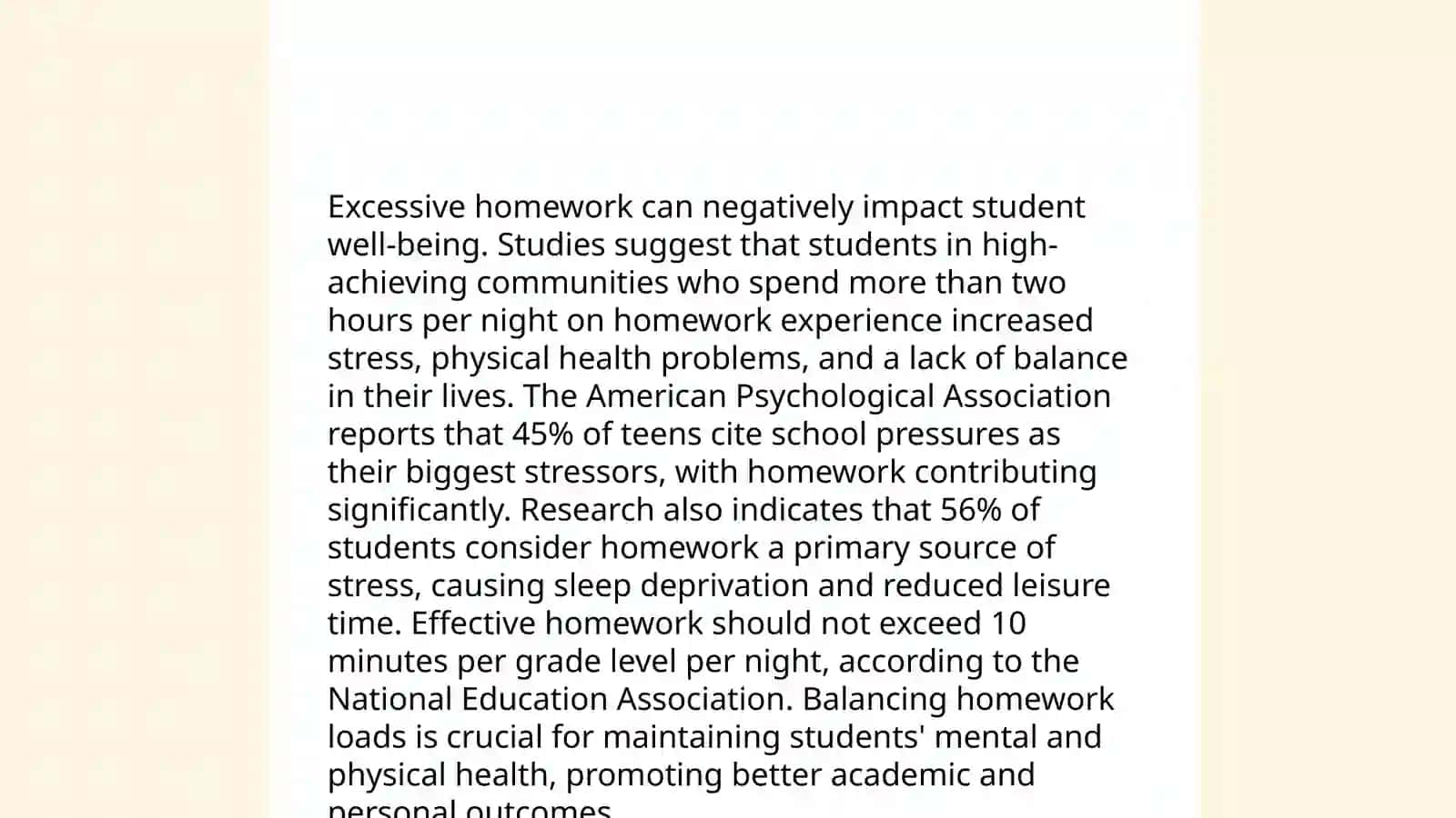 Homework should be banned, adventages and disadvantages 3