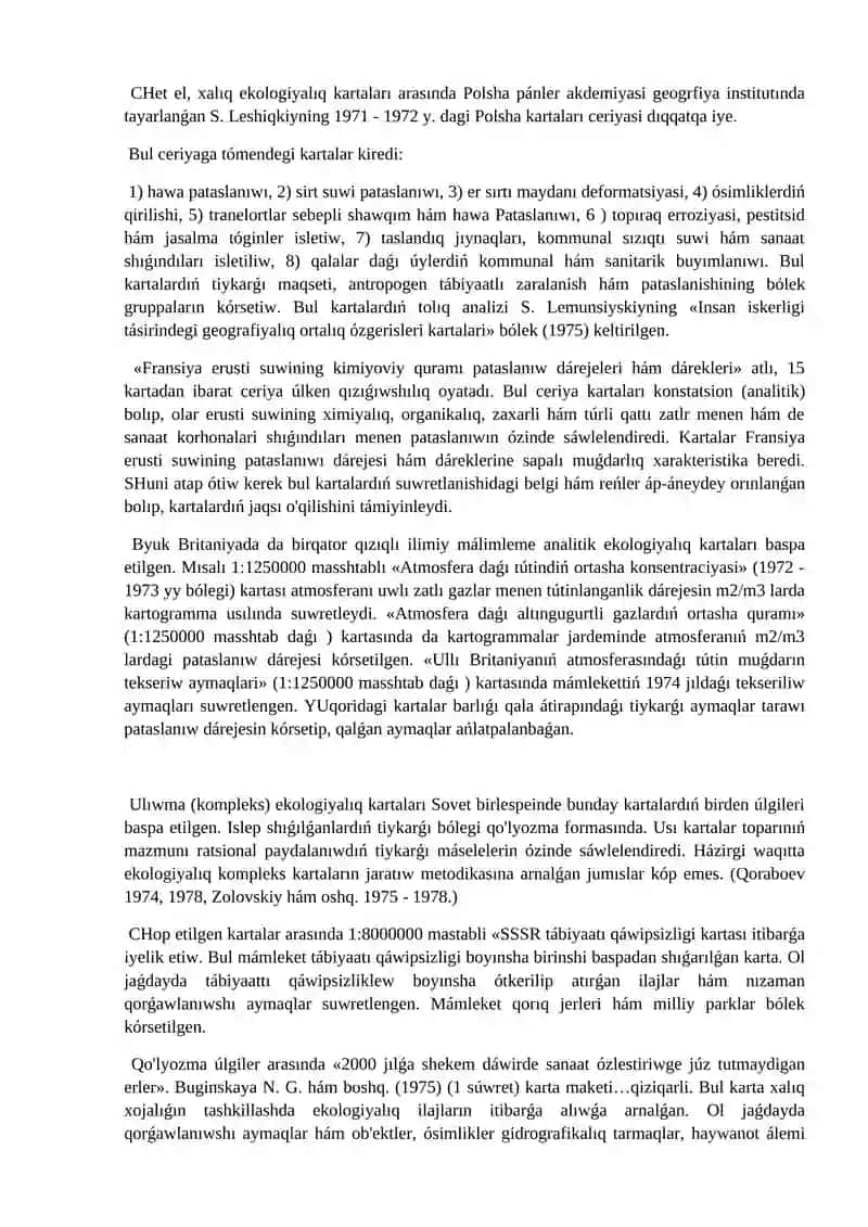 4-lekciya. Ekologiyalıq kartografiyaning tariyxı hám házirgi jaǵdayı 3