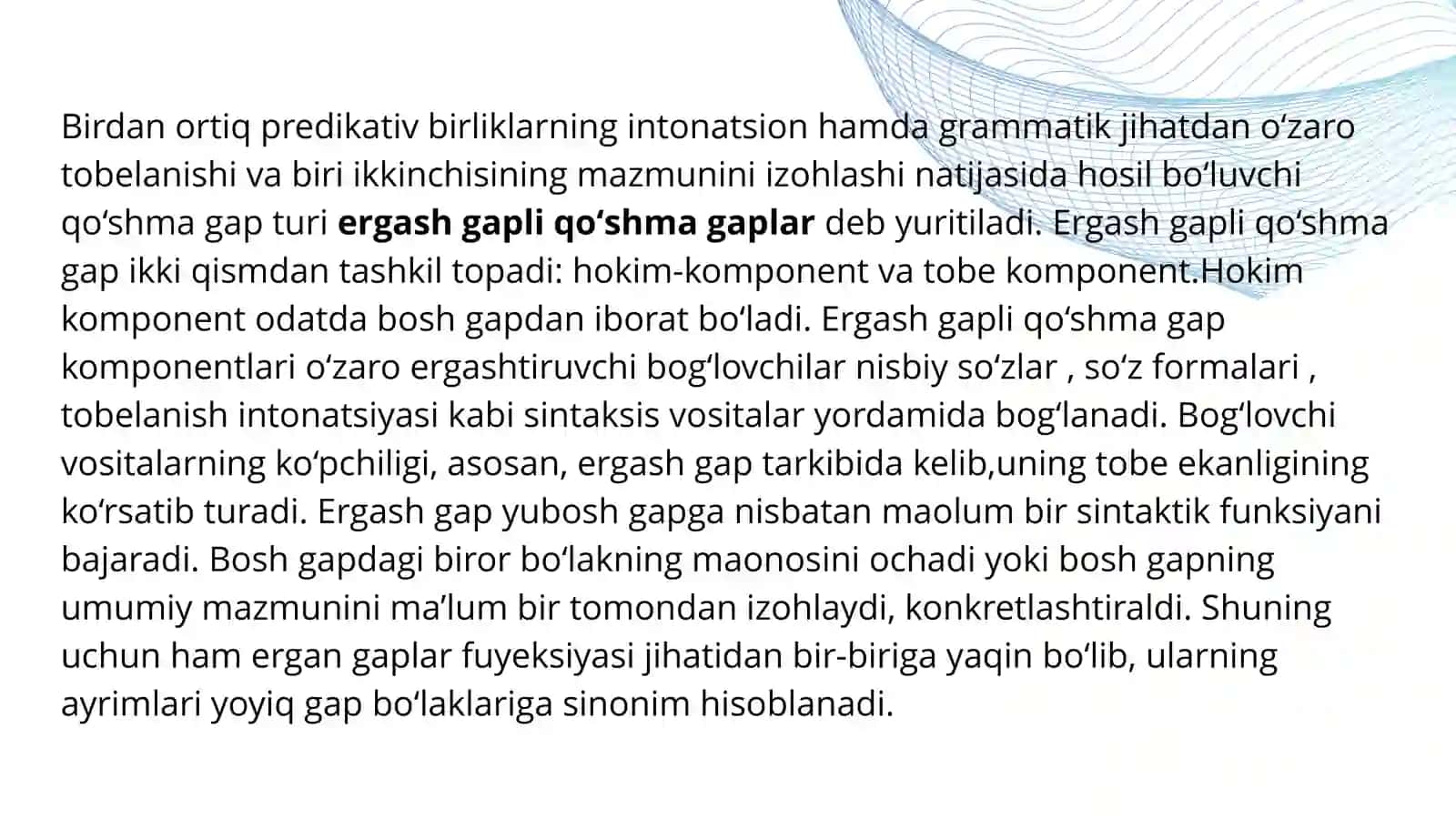 TOBE TARKIBLI QO’SHMA GAPLAR 3