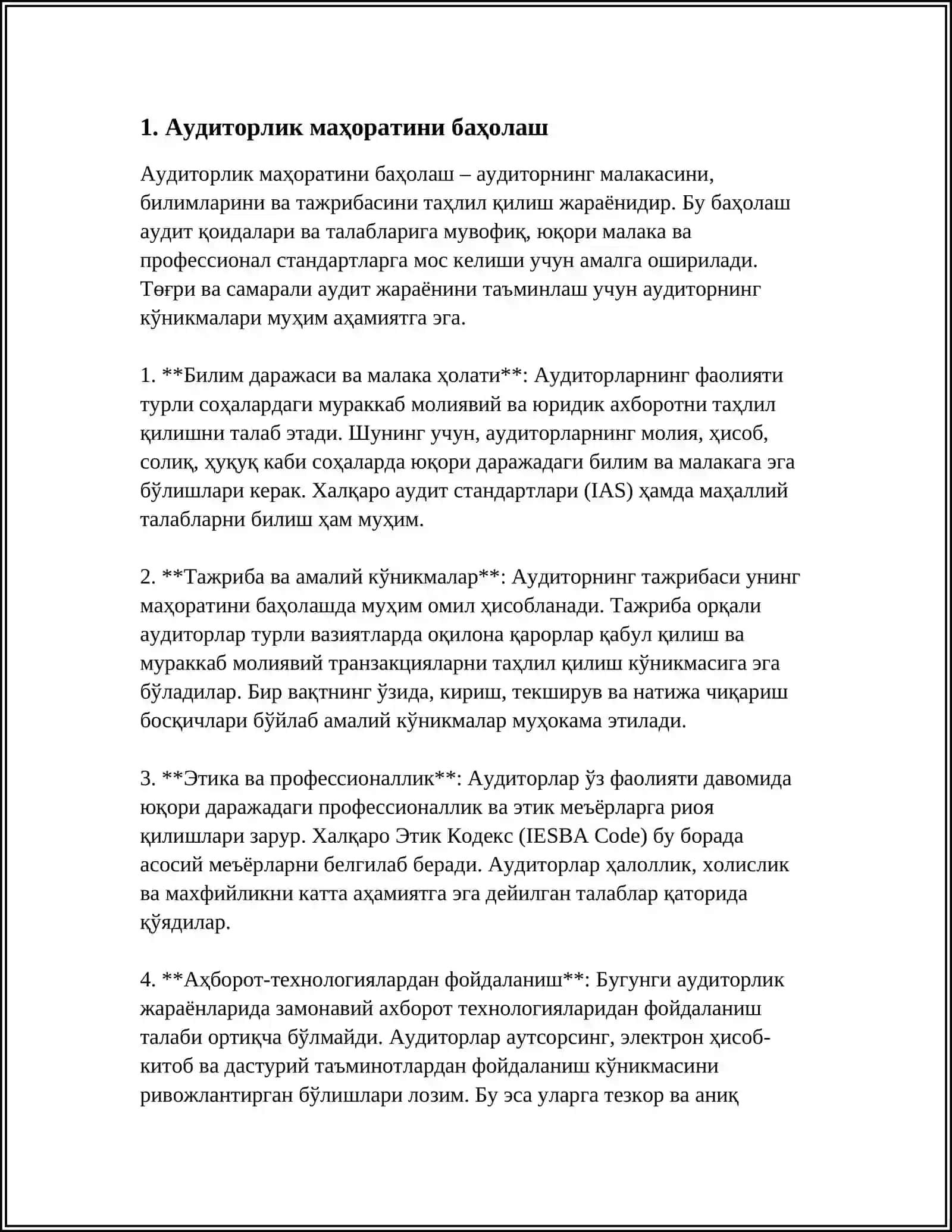 AUDITDA TANLASH VA TANLOV O'TKAZISH USULLARI 3