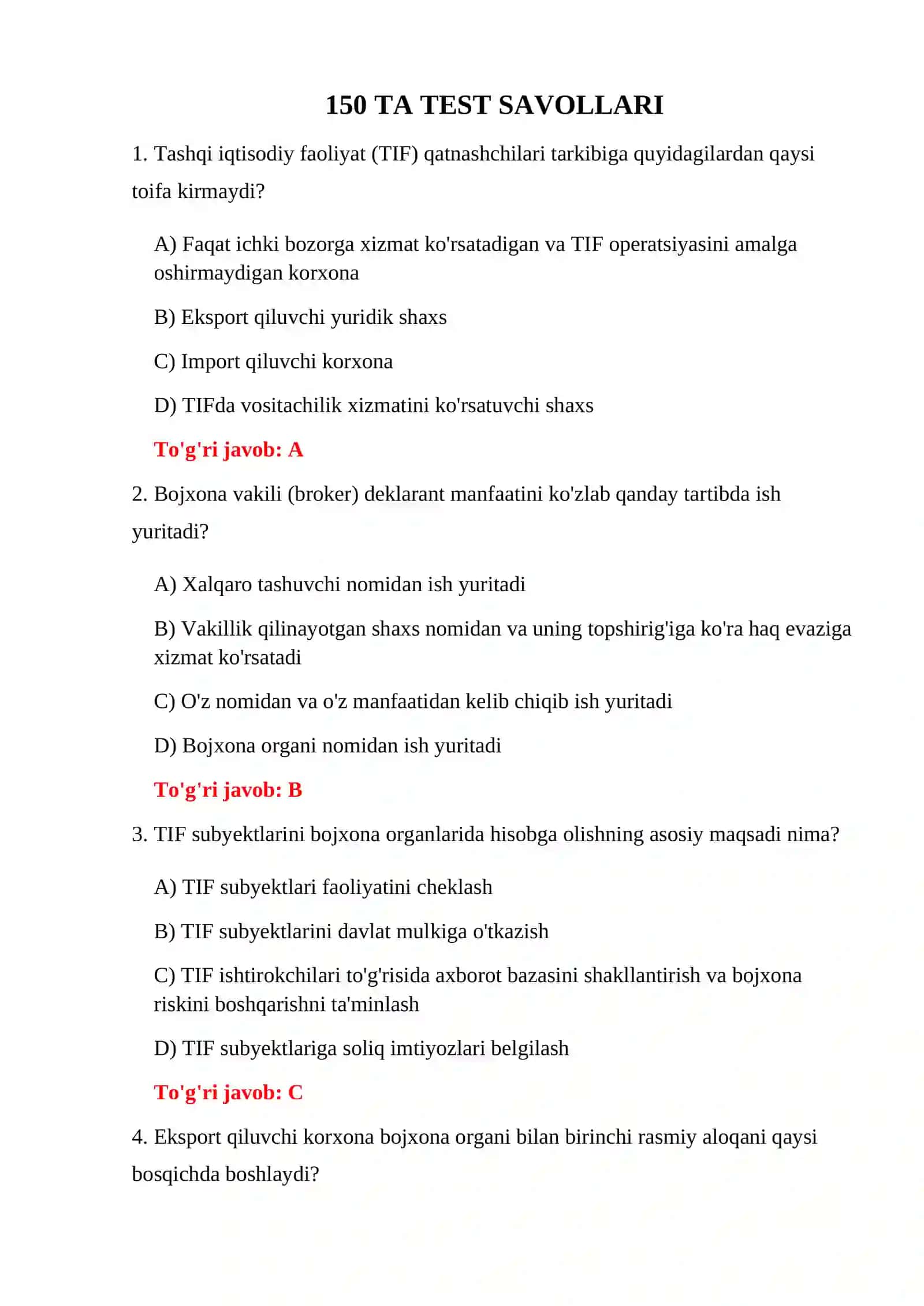 TIF OPERATSIYALARI TESTLARI 3