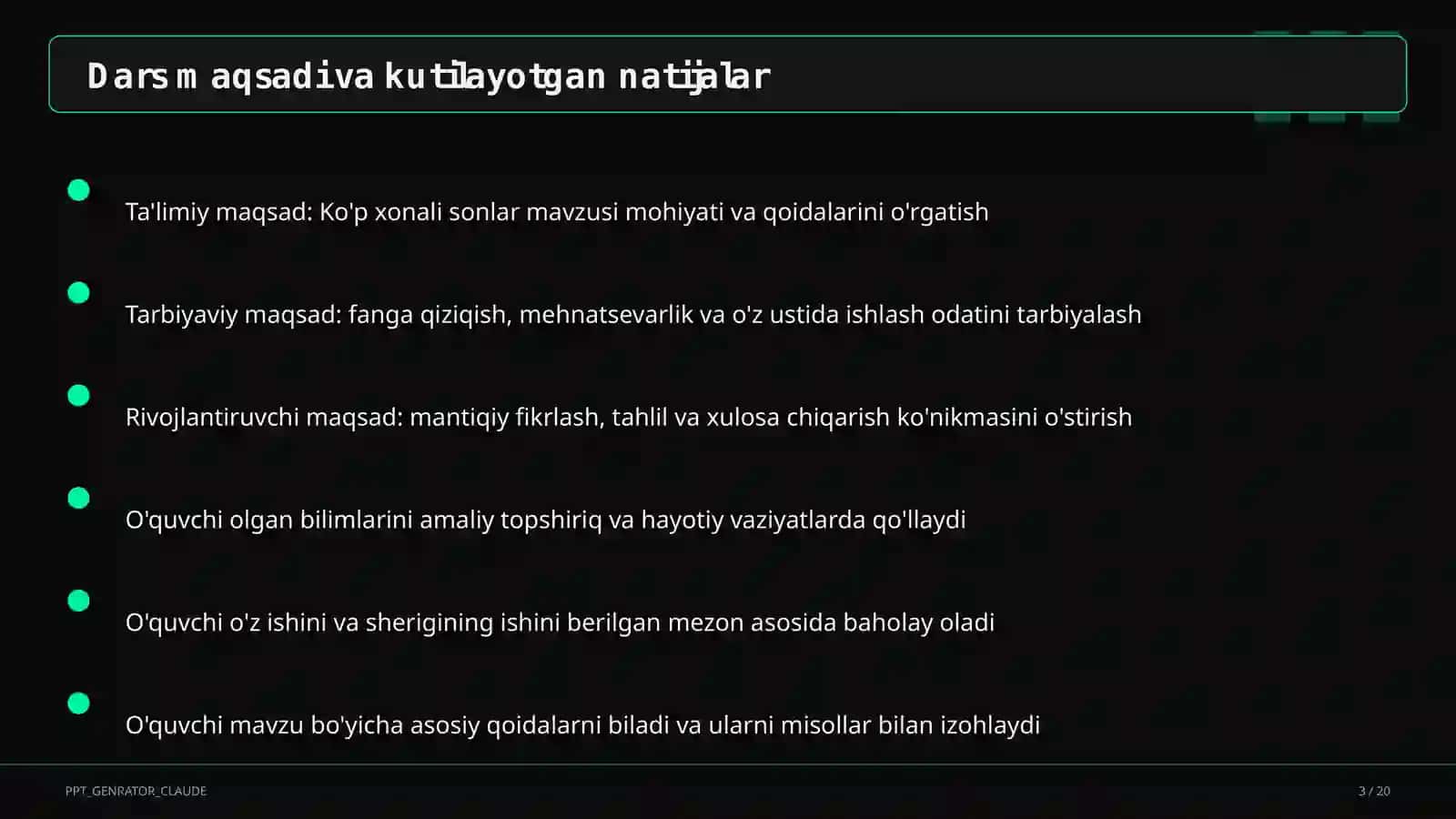 Ko'p xonali sonlar (4-sinf) 3