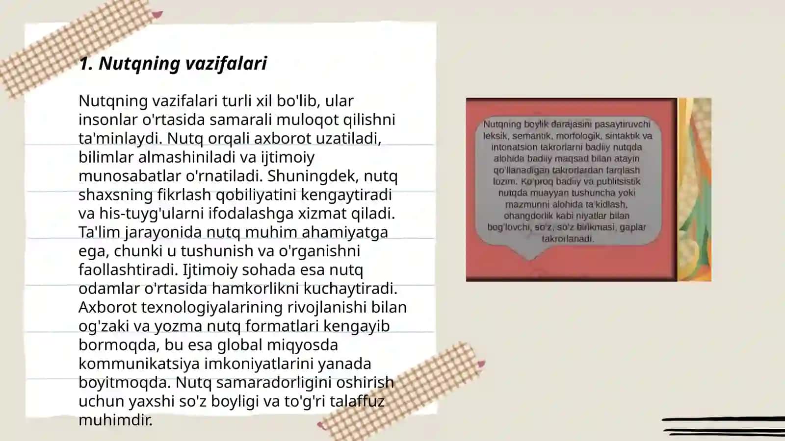 Nutqning ixtisoslashuvi. Muloqotning tarkibiy qismlari 3