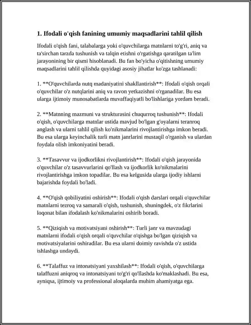 IFODALI O'QISH FANINING MAQSAD VA VAZIFALARINI TAHLIL QILISH 3