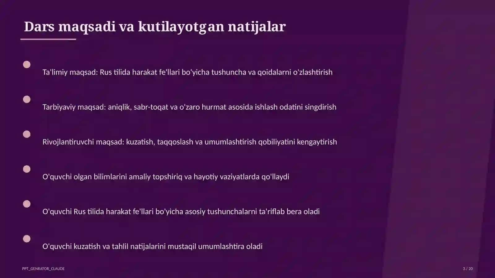 Rus tilida harakat fe'llari (6-sinf) 3