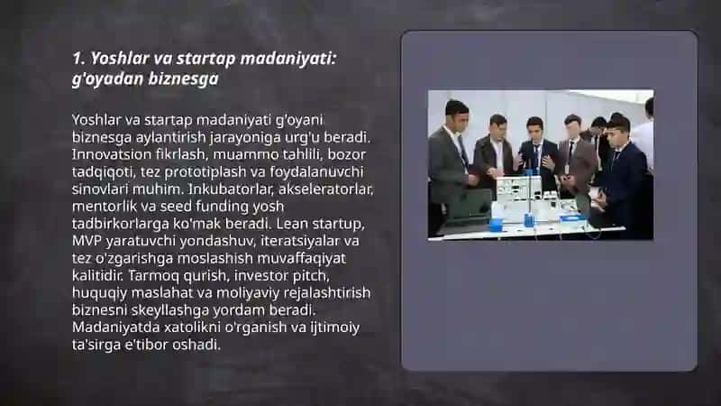 Yoshlar va startap madaniyati: g'oyadan biznesga 3