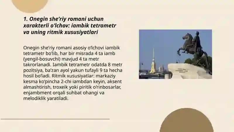 Pushkinning "Yevgeniy Onegin" sheʼriy romanini mutolaa qilishda ritmning oʻrni 3