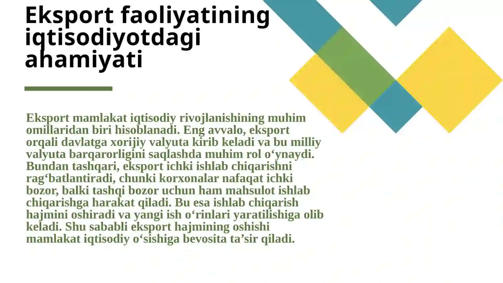 Eksport faoliyatini kreditlash yollarini kengaytirish orqali mamlakat eksport faoliyatini takomillashtirish 3