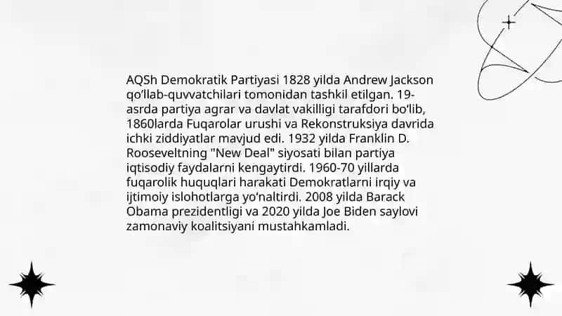 AQSh va Kanadaning yetakchi siyosiy partiyalari 3