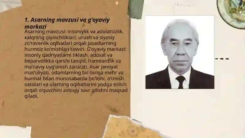 Kafansiz kómilganlar asarining tahlili 3