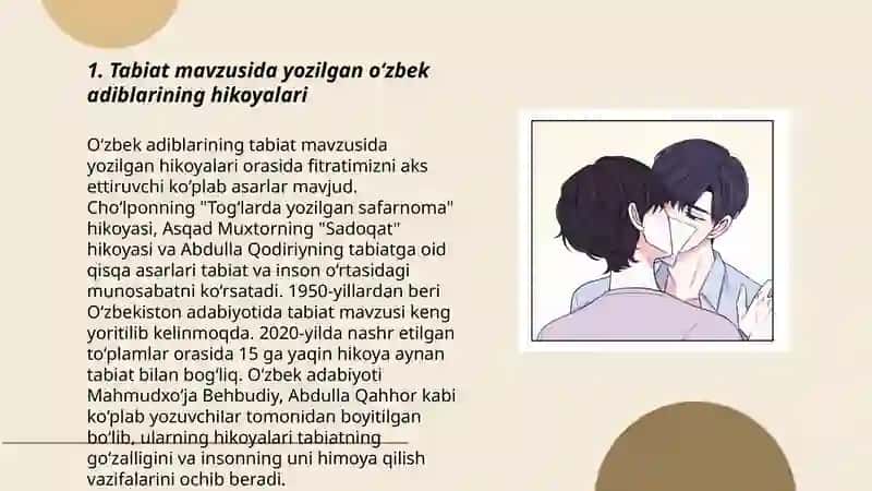 Tabiatga oid òzbek hamda jahon yozuvchilarining ilmiy hikoyalarini tòplash, òrganish va tahlil qilish 3
