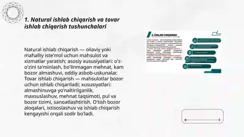 Natural ishlab chiqarishdan tovar ishlab chiqarishga o'tish va uning rivojlanishi 3