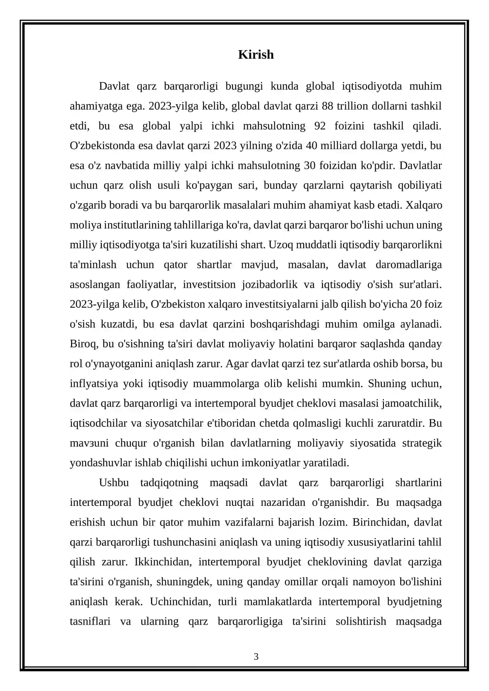 Davlat qarz barqarorlik shartlari intertemporal byudjet cheklovi 3
