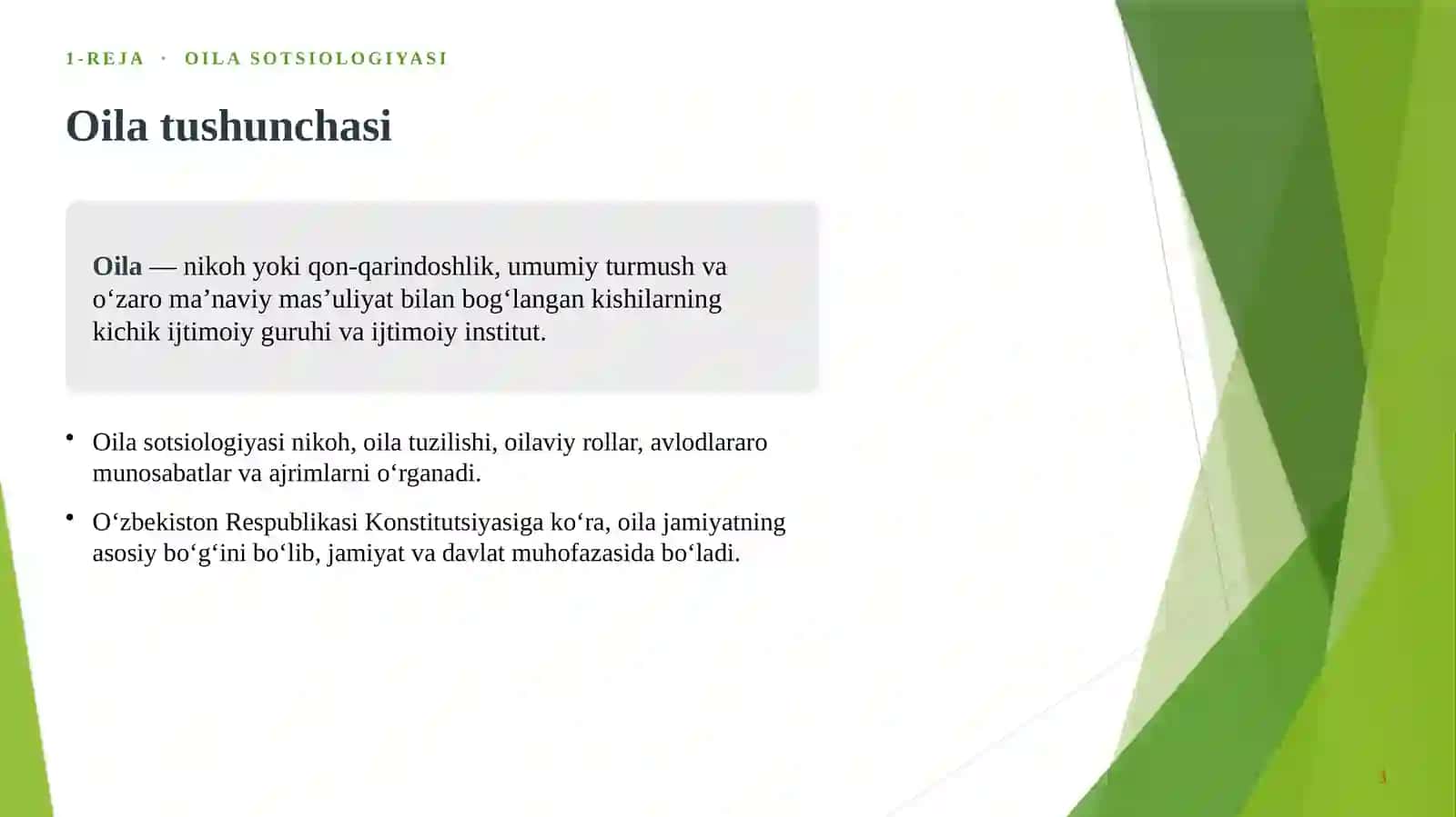 OILA SOTSIOLOGIYASI. YOSHLAR SOTSIOLOGIYASI. IJTIMOIY TARAQQIYOT SOTSIOLOGIYASI 3