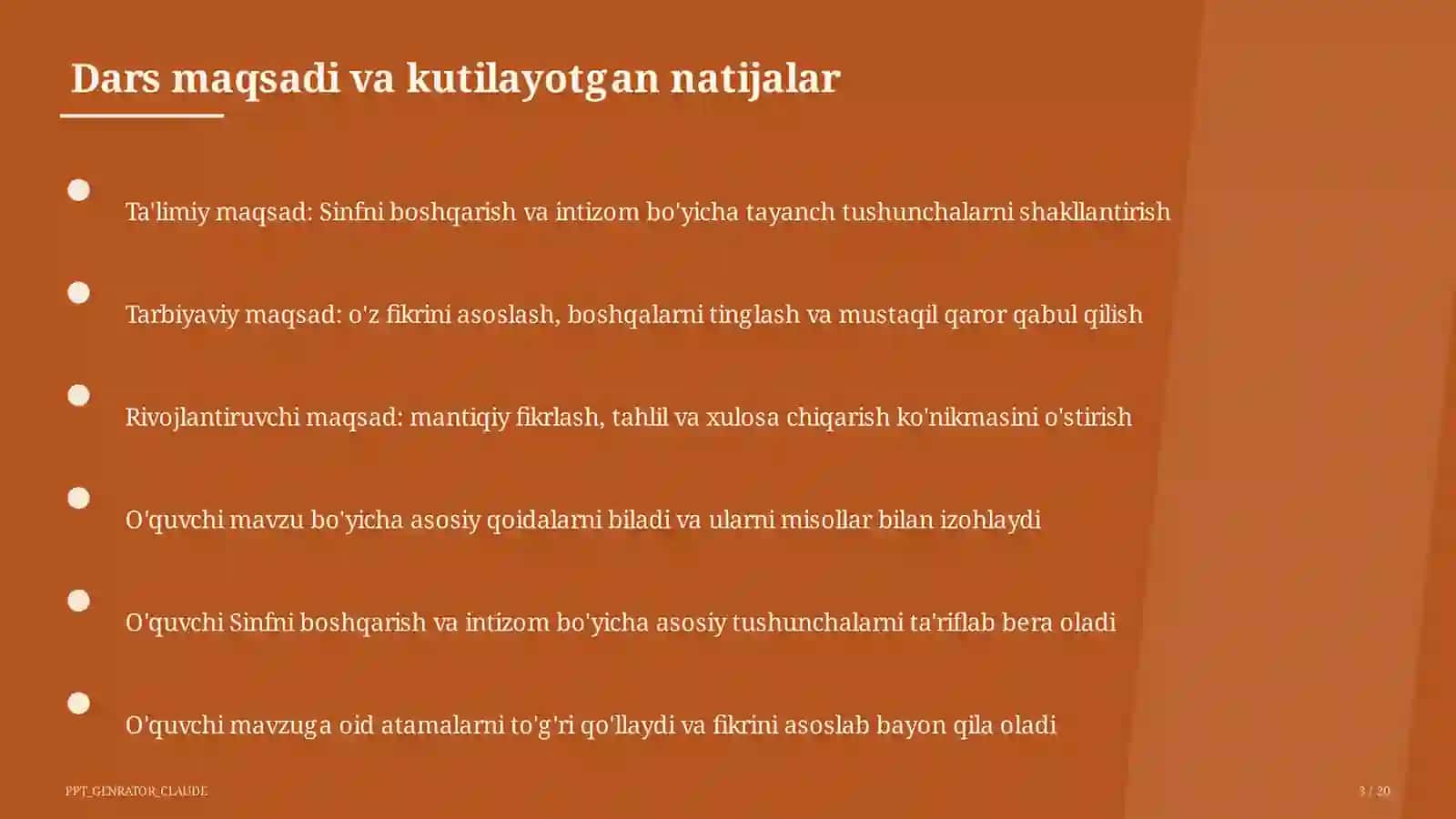 Sinfni boshqarish va intizom 3