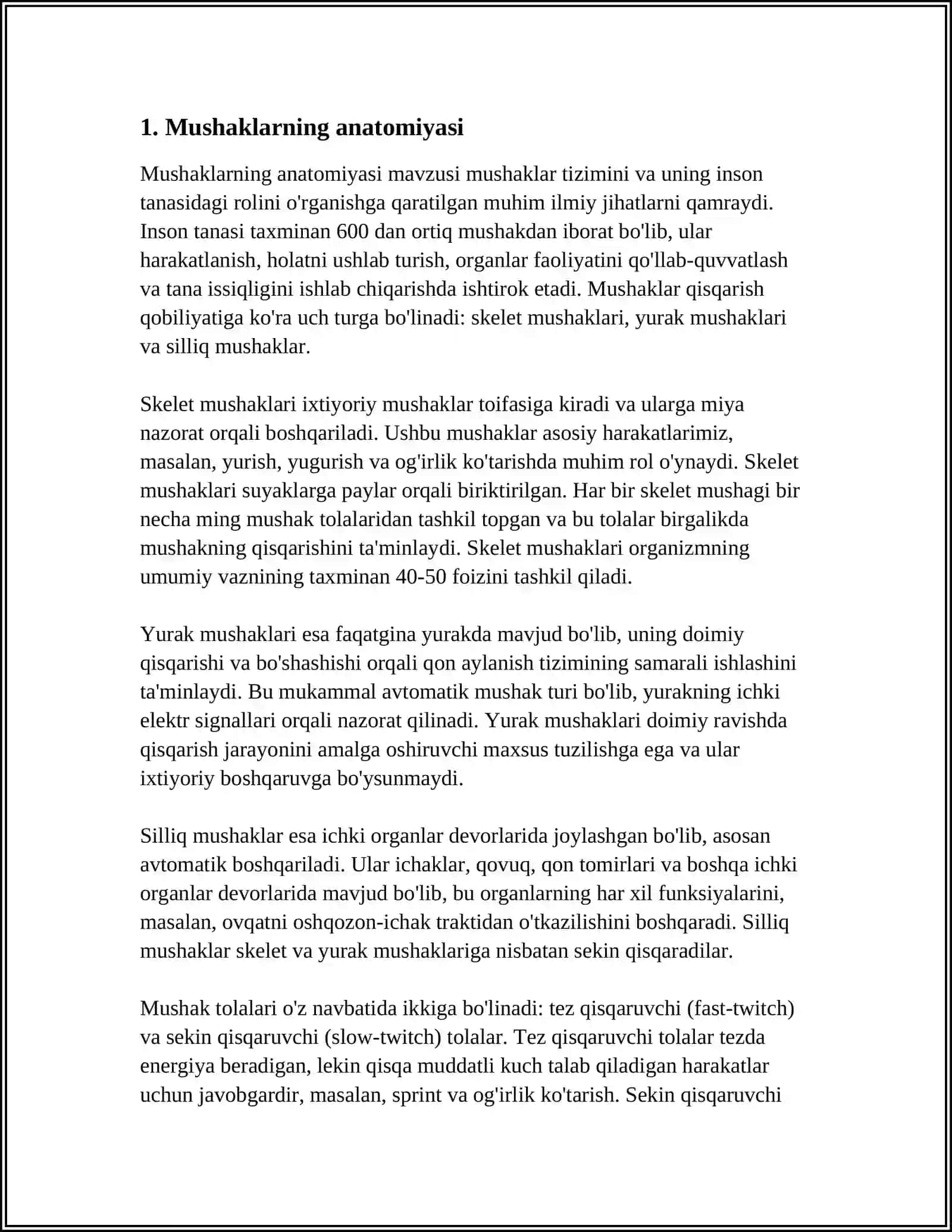 MUSHAKLARNING ISHI VA BIOMEXANIKASI. LESGAFT MUSHAKLAR TÒĢRISIDA MALUMOT 3