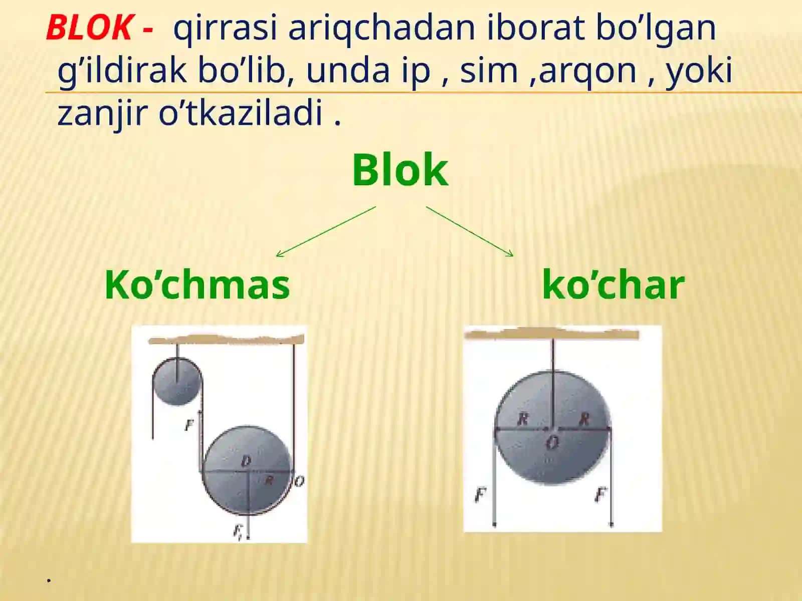Oddiymexanizmlar-oddıy vamurakkab, og'ir va o'ta ogirlarni ko' tarishda, hamda insonlarni og'ir mehn 3