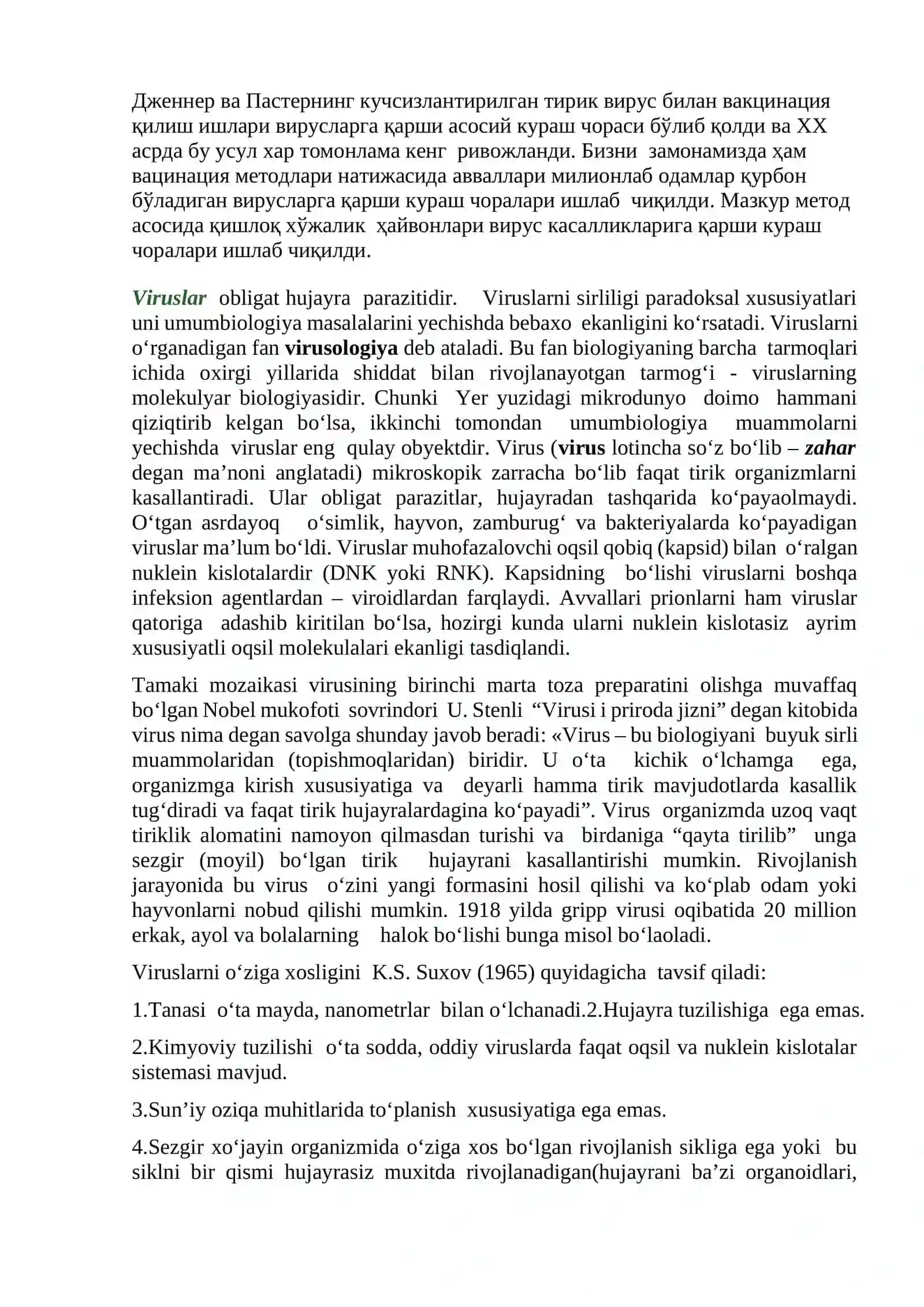 Viruslar. Bakteriyalar. Zamburug’lar. Suv o’tlari 3