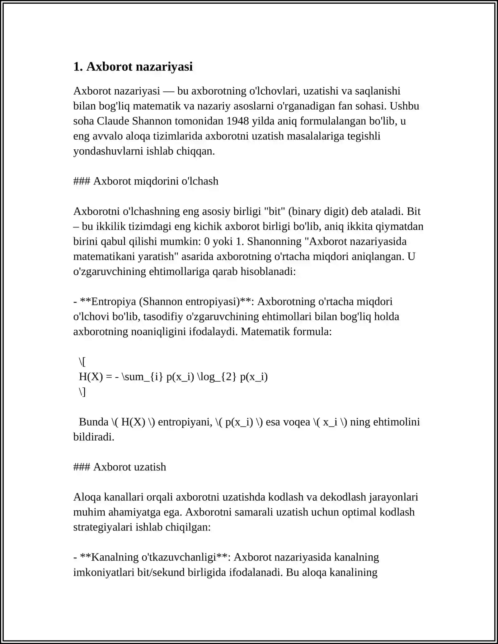AXBOROT HAQIDA TUSHUNCHA.AXBOROTNING IFODALANISHI VA SIFAT KOʻRSATKICHLARI. AXBOROT TEXNOLOGIYALARI HAQIDA MA'LUMOT 3