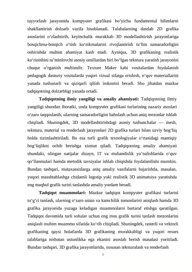 Raqamli ta’lim muhitida 3D modellash 3