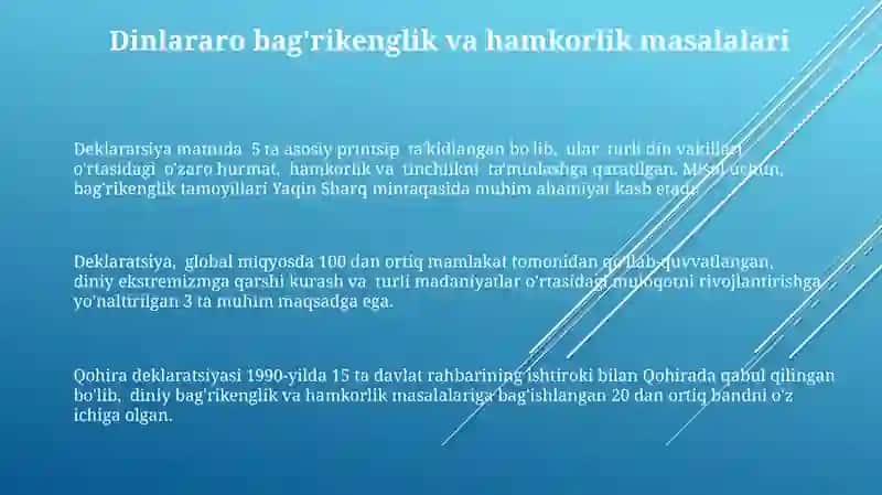 Qohira deklaratsiyasini tarixi va mazmuni borasida tahliliy maqola tayyorlash 3
