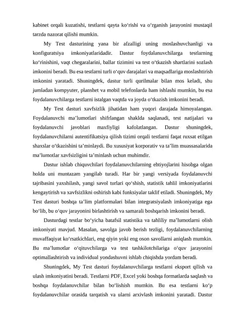 My test dasturi imkoniyatlari 3