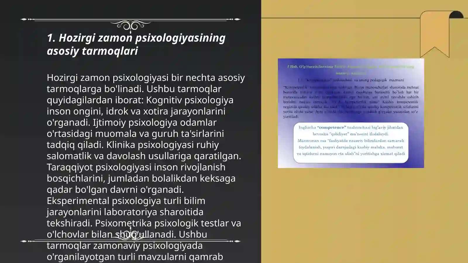 Hozirgi zamon psixologiyasining tarmoqlari va tadqiqot metodlari 3