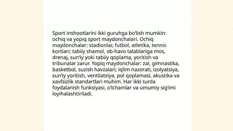 Sport inshaotlarining tasnifi 3