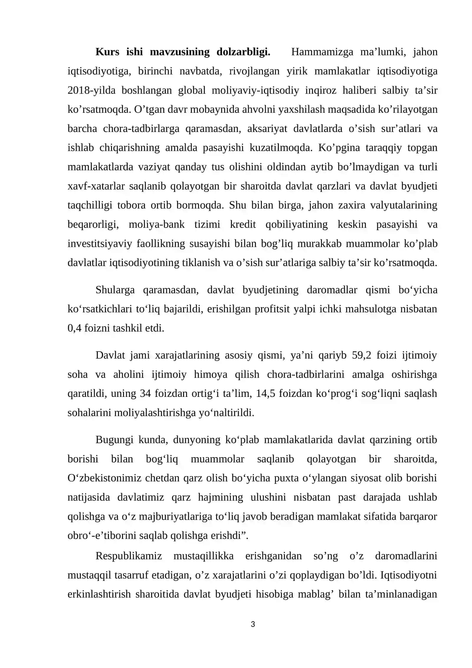 O'ZBEKISTON RESPUBLIKASI TO'LOV BALANSI 3