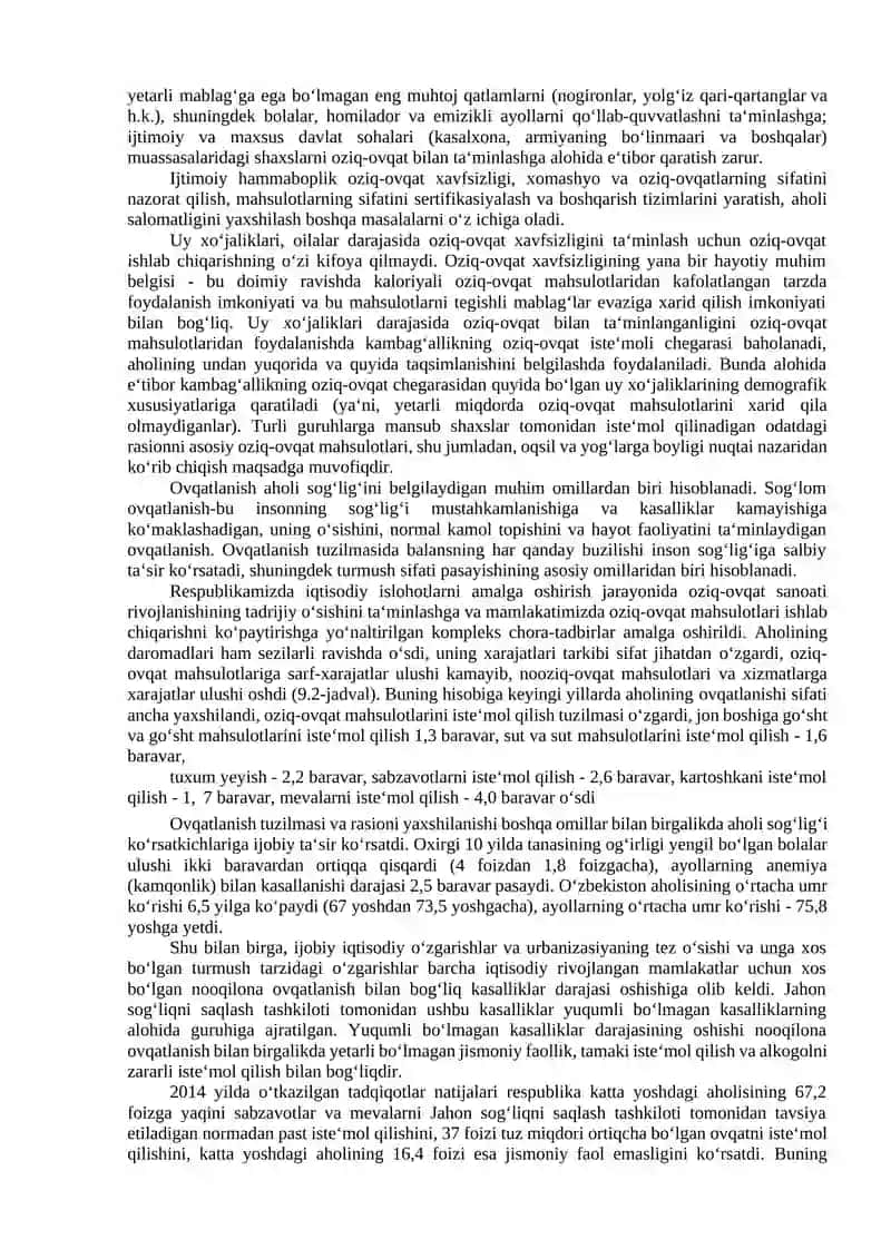 Oziq-ovqat xavfsizligi va me’yoriy ovqatlanishning ijtimoiy-tashkiliy asoslari 3