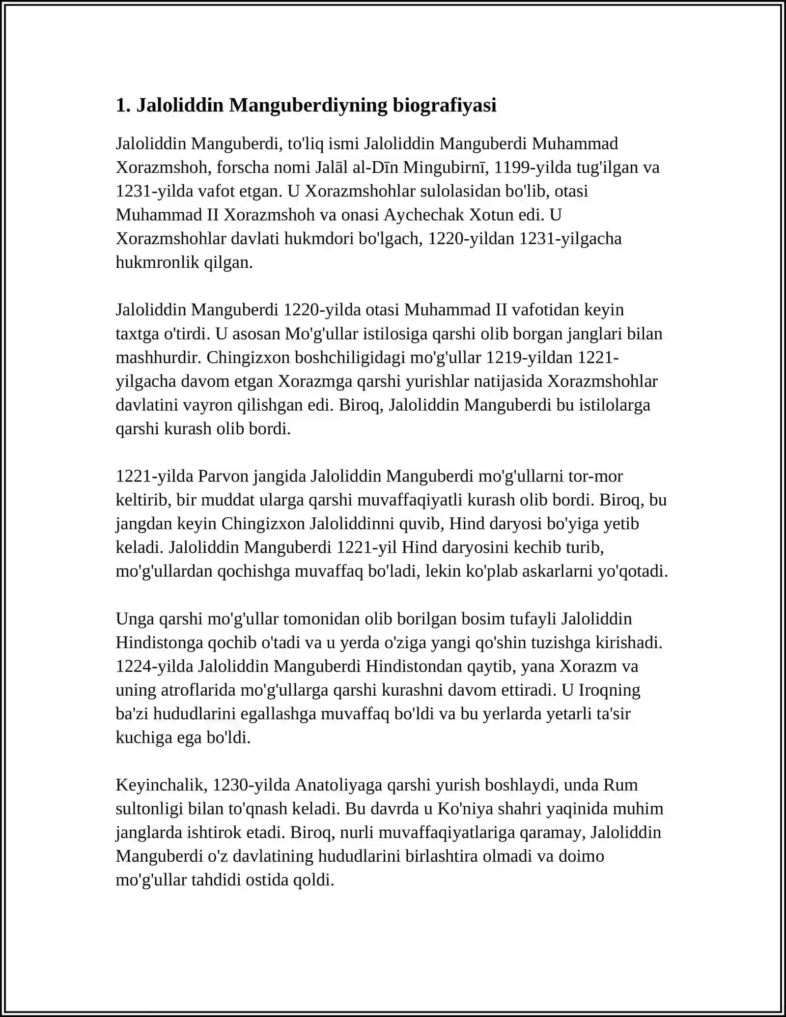 Jaloliddin Manguberdi Vatan Ximoyachisi 3