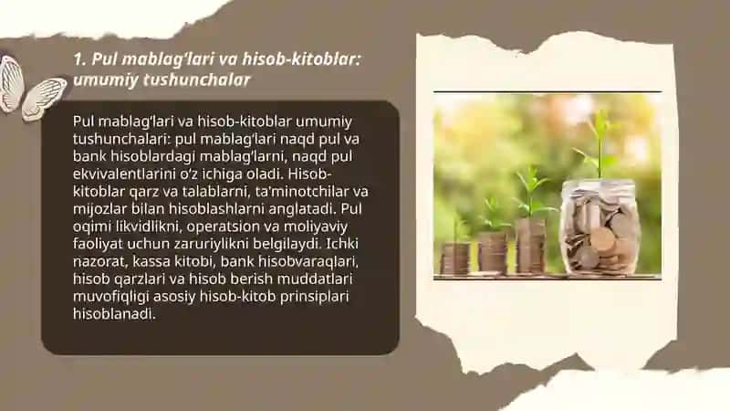 Pul mablag'lari va hisob-kitoblar hisobi 3