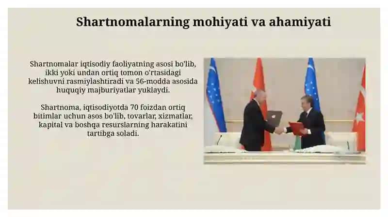 Oʻzbekiston Iqtisodiyotida shartnomalarning o'rni 3