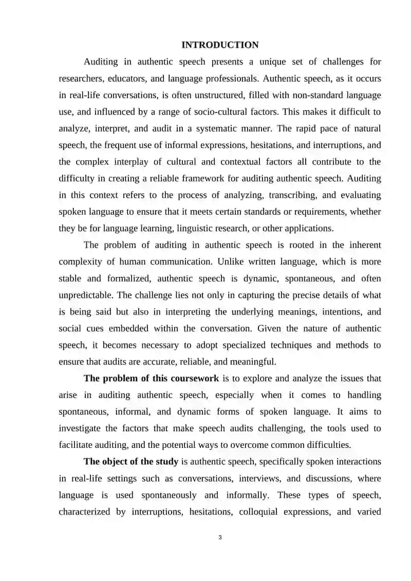 Problems of auditing in authentic speech 3