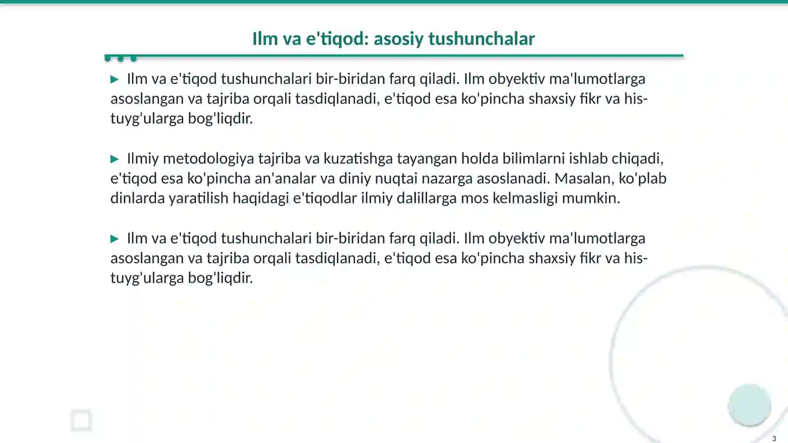 Ilm va yondashuv (e'tiqod va fan)komparativistikasi 3