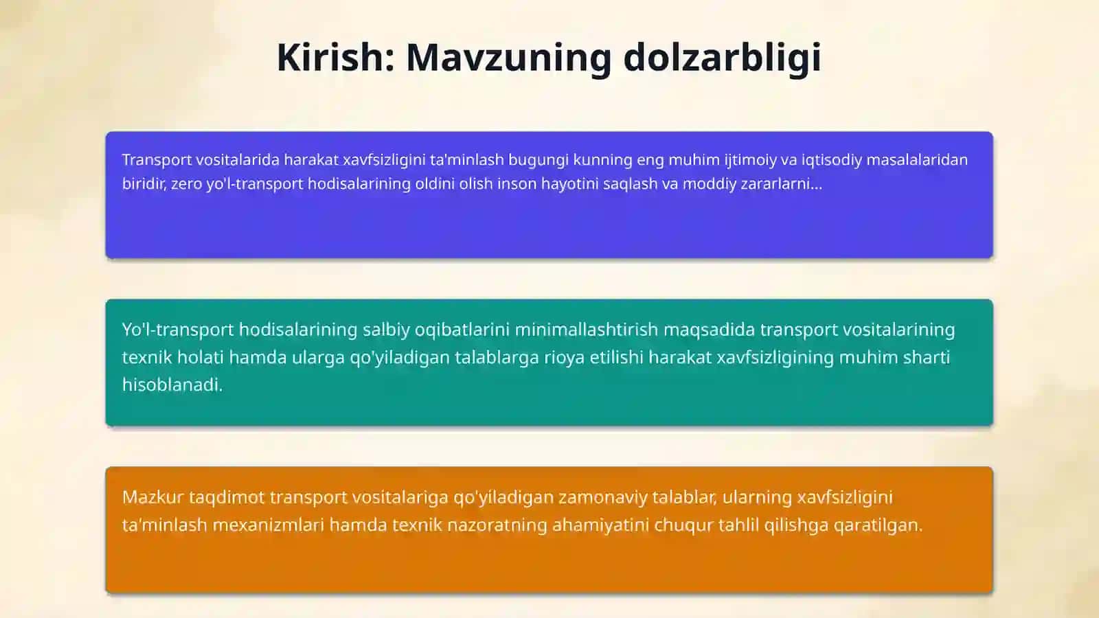 Trasnport vositalarida harakat xavfsizligini ta’minlashda qoʻyiladigan talablar 3