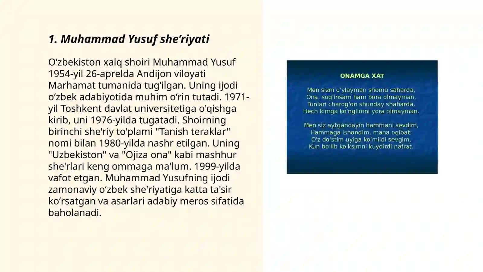 Muhammad Yusuf, She'rlar 3