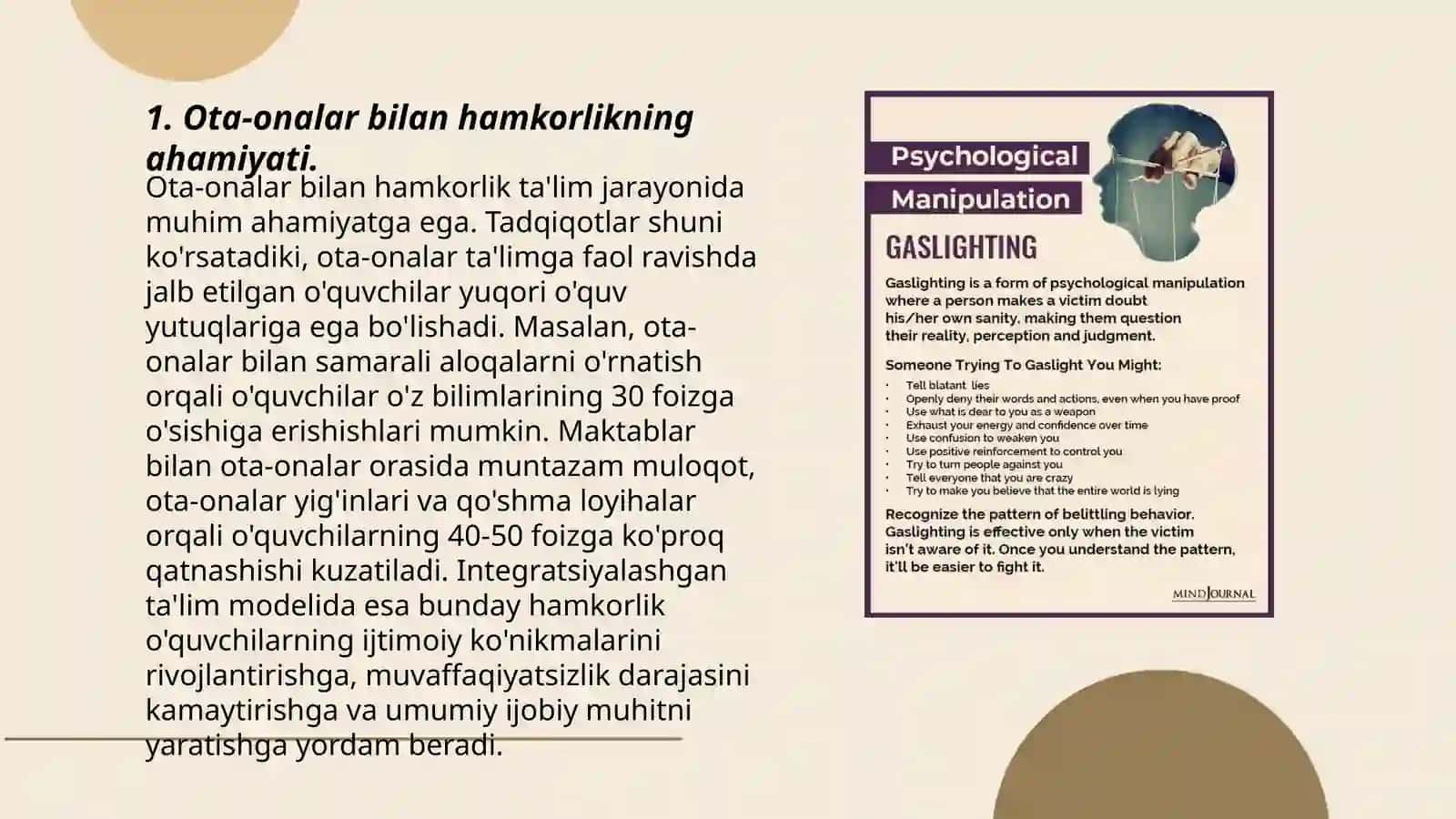 Ota-Onalar Bilan Hamkorlikni Yoʻlga Qoʻyishning Pedagogik-Psixologik Shart- Sharoitlari 3