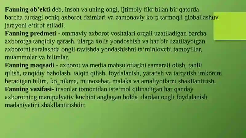 Mediasavodxonlik va axborot madaniyatining tadqiqiyligi ham jamiyatdagi ahamiyati 3