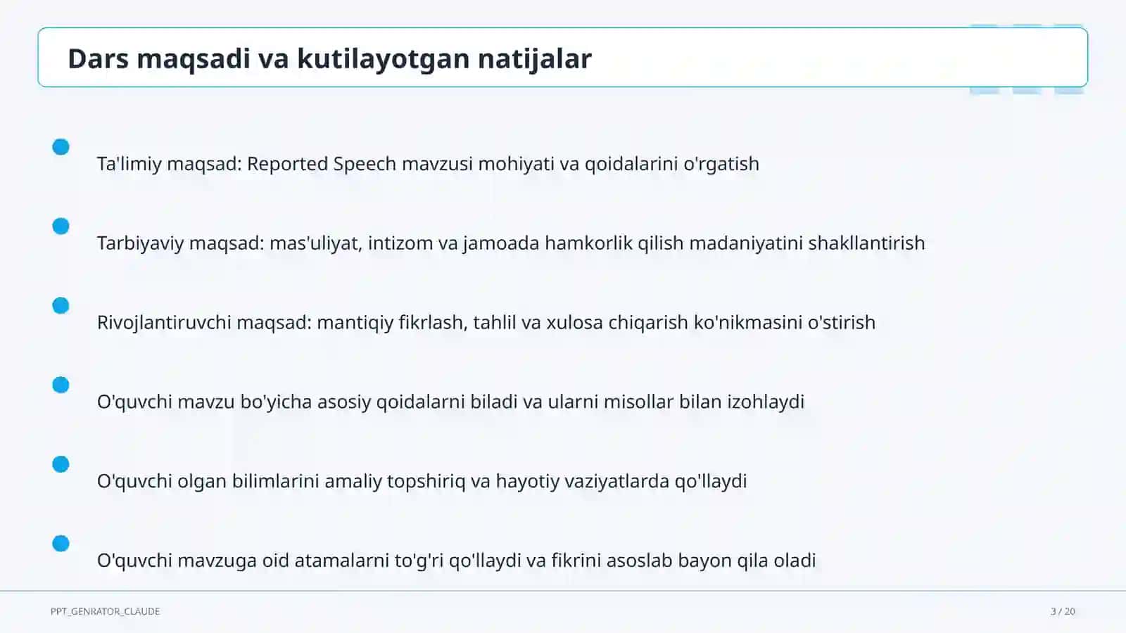 Reported Speech (9-sinf) 3